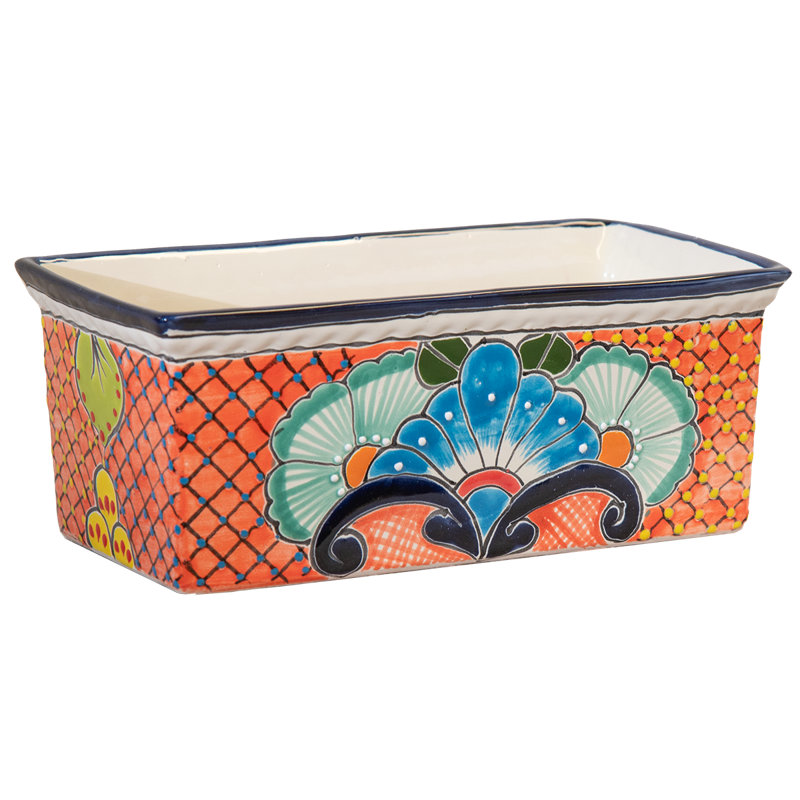 Talavera Rectangular Planter- Orange 