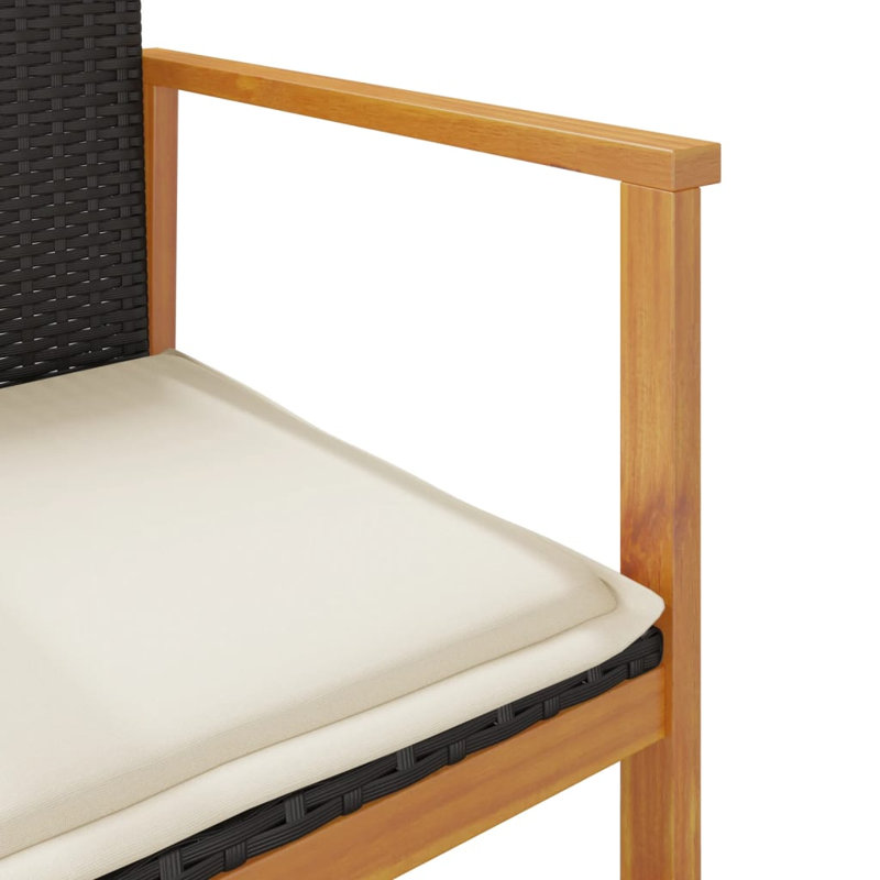 Ensemble de chaises de patio avec coussins 2 pièces Latitude Run® Latitude Wood, Noir