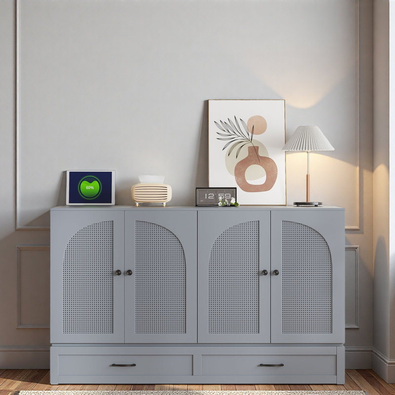 Lit escamotable avec grands tiroirs Murphy, Gris, Grand lit