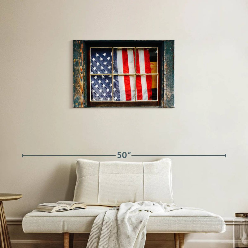 Drapeau américain Borges sur la fenêtre, H 20 po x l 30 po