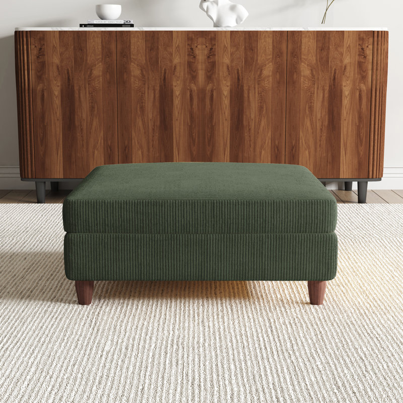 Mordecai 97Cm Wide Square Footstool Ottoman, Green