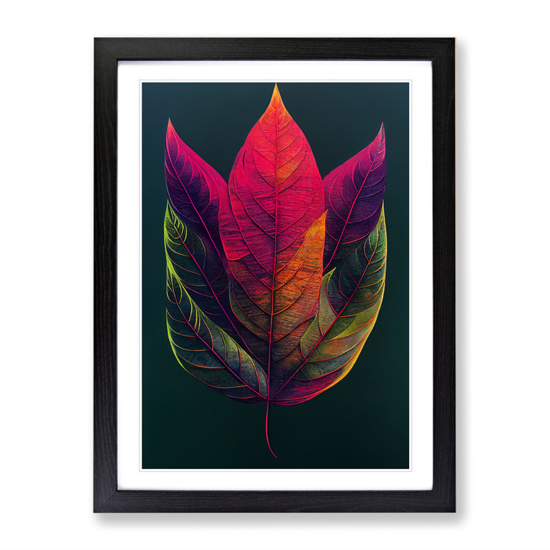 Leaves Painted No.3 - Framed Print, Black, 64cm H x 46cm W x 2cm D