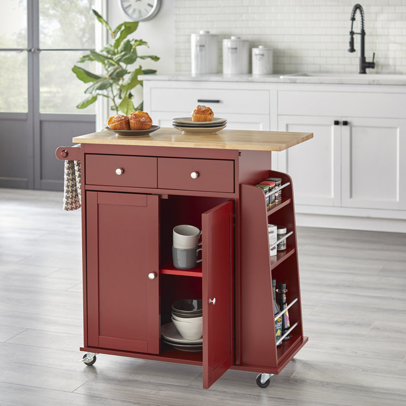 Ferraro Wood Kitchen Cart, Red
