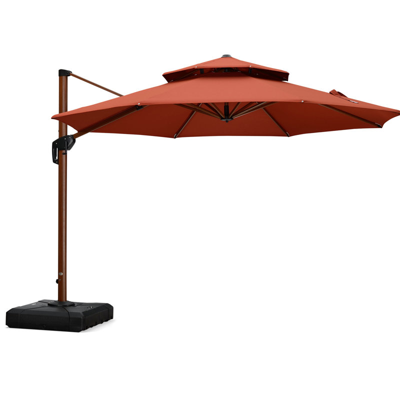Parasol en porte-à-faux rond en bois 11 pi Yaresli, bourgogne, Brique