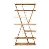 Violet 79" Tall Reclaimed Teak Wood Bookcase, Natural