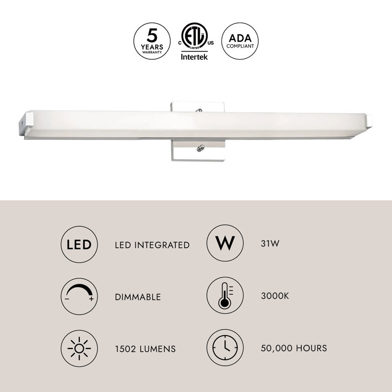 Latitude-Slim 1 - Light LED Bath Bar