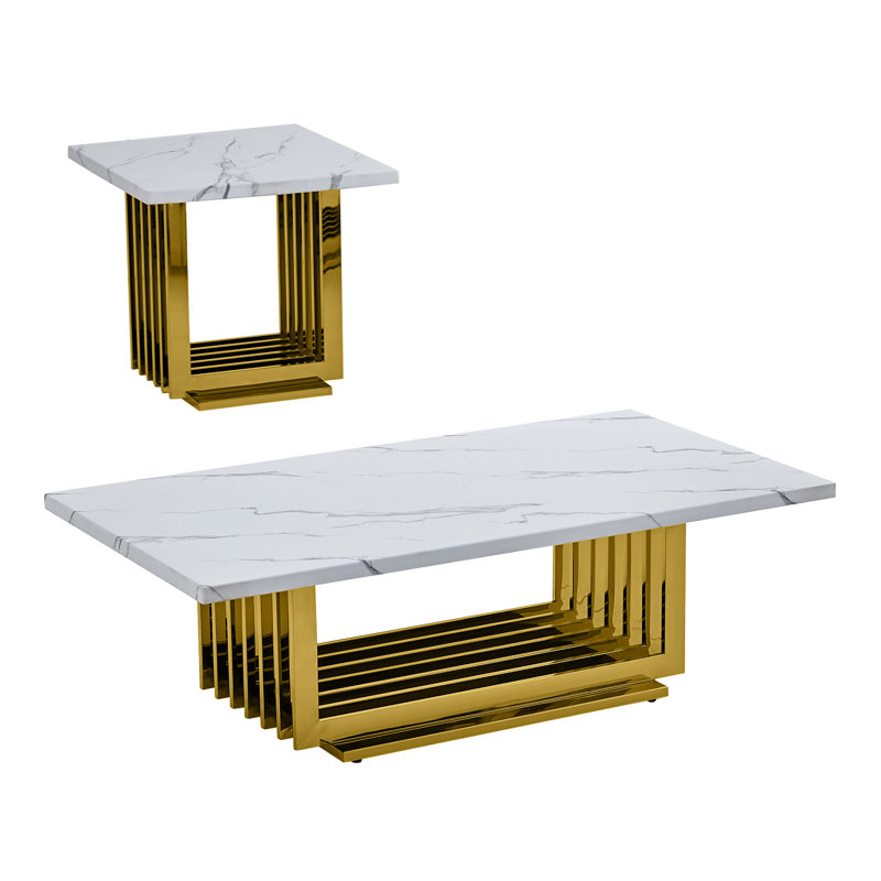 2 pièces Ensemble de tables basses, Or