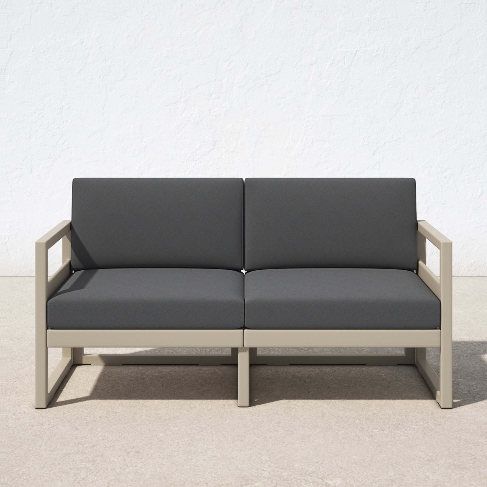 Lane 58'' Wide Straight Loveseat with Cushions, Charcoal, Taupe