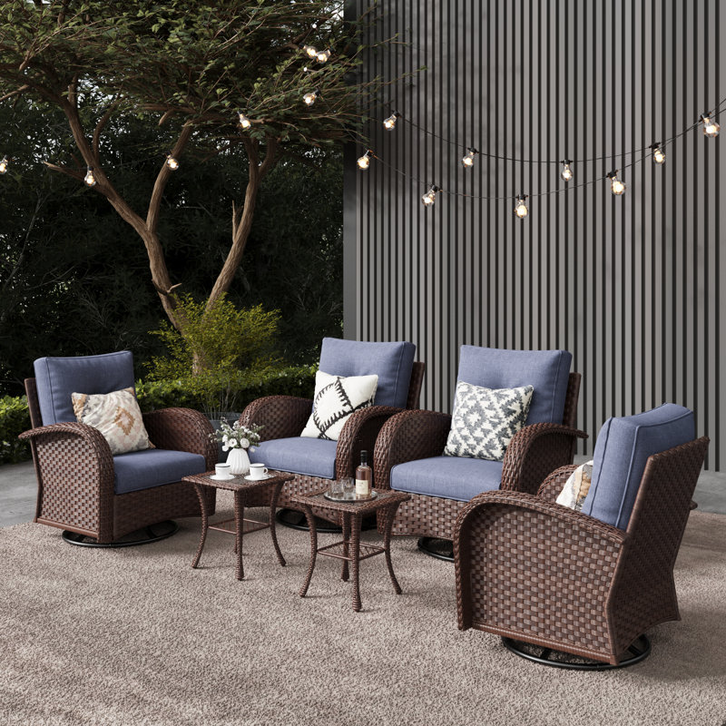 Ensemble de 6 chaises d'extérieur Layinsun, Brun, Marine