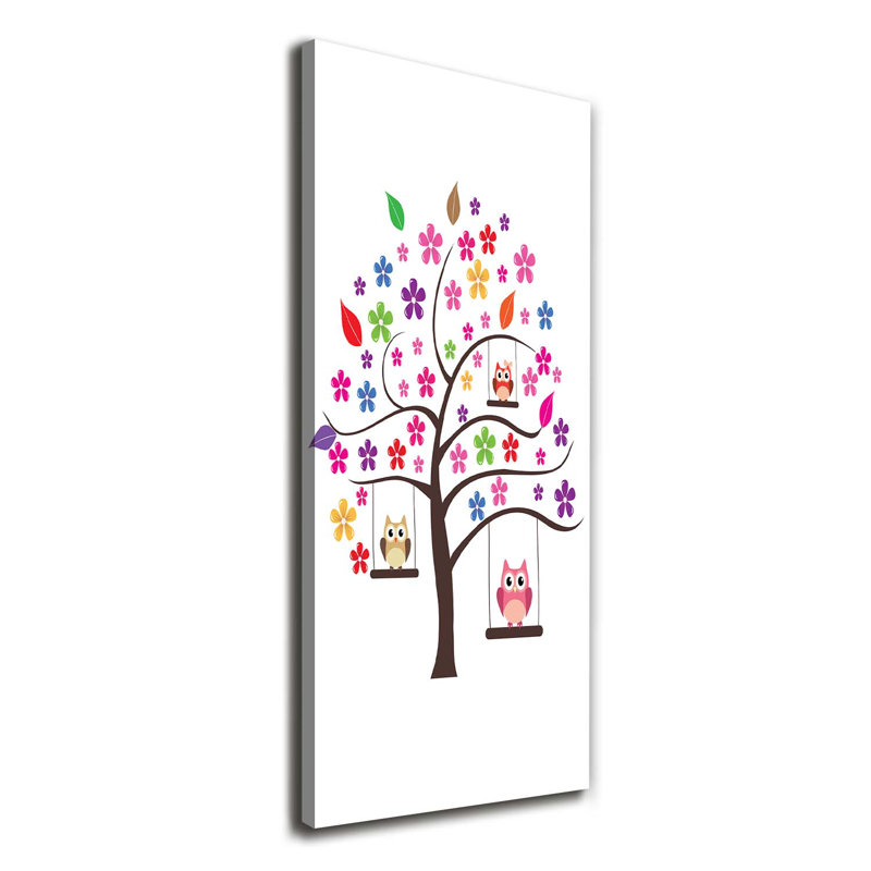 Owls On Swings - Wrapped Canvas Print