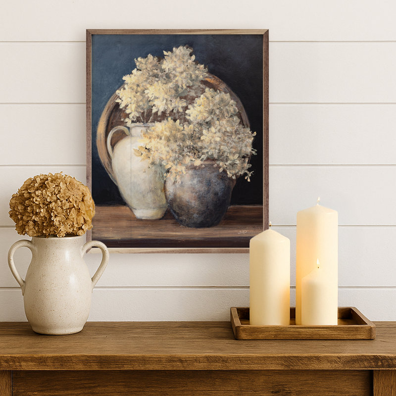 Golden Hydrangeas II blanc par Julia Purinton, H 40 po x l 32 po