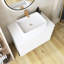 Meuble-lavabo autoportant avec lavabo et portes en céramique, comptoir blanc Carrara-168396582