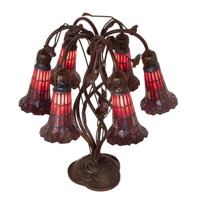 Meyda Tiffany & Stained Glass Table Lamp, Ruby/Mahogany Bronze