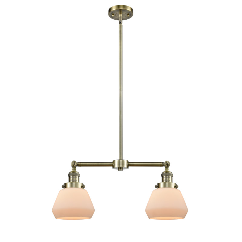 Luminaire suspendu linéaire à 2 lumières pour îlot de cuisine Chill, Laiton antique, Boîtier blanc mat, Ampoule non incluse