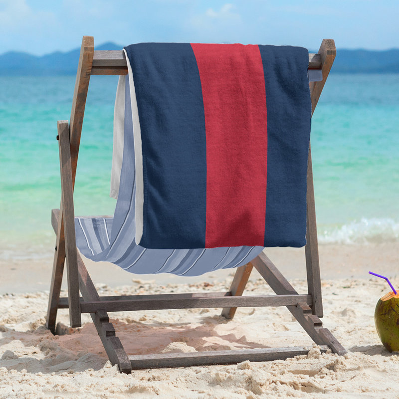 Lightweight Beach Towel, Blue/Red/Blue, Poly/Cotton