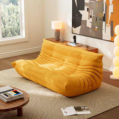 Modular Lounge Sofa, 3-Seat Armless Foam Bean Bag Sofa with Supportive Seating for Living Room