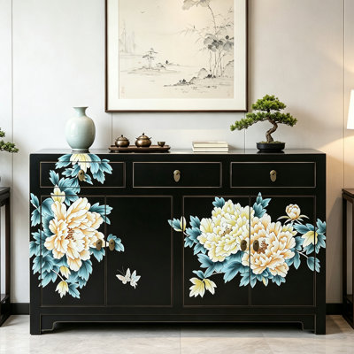 New Chinese Style Solid Wood Entryway Cabinet