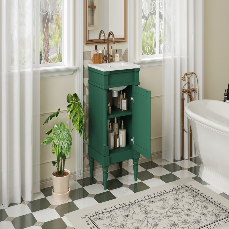 Compact And Stylish Bathroom Vanity With Practical Storage And Durable Construction, Green