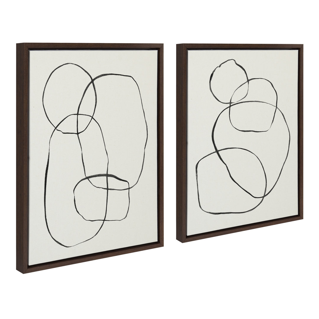 Kashdon Circles Flinen' by Teju Reval - 2 Piece Floater Frame Painting Print on Canvas Corrigan Studio®