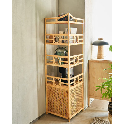 Handwoven Natural Rattan Multi Tier Bookcase