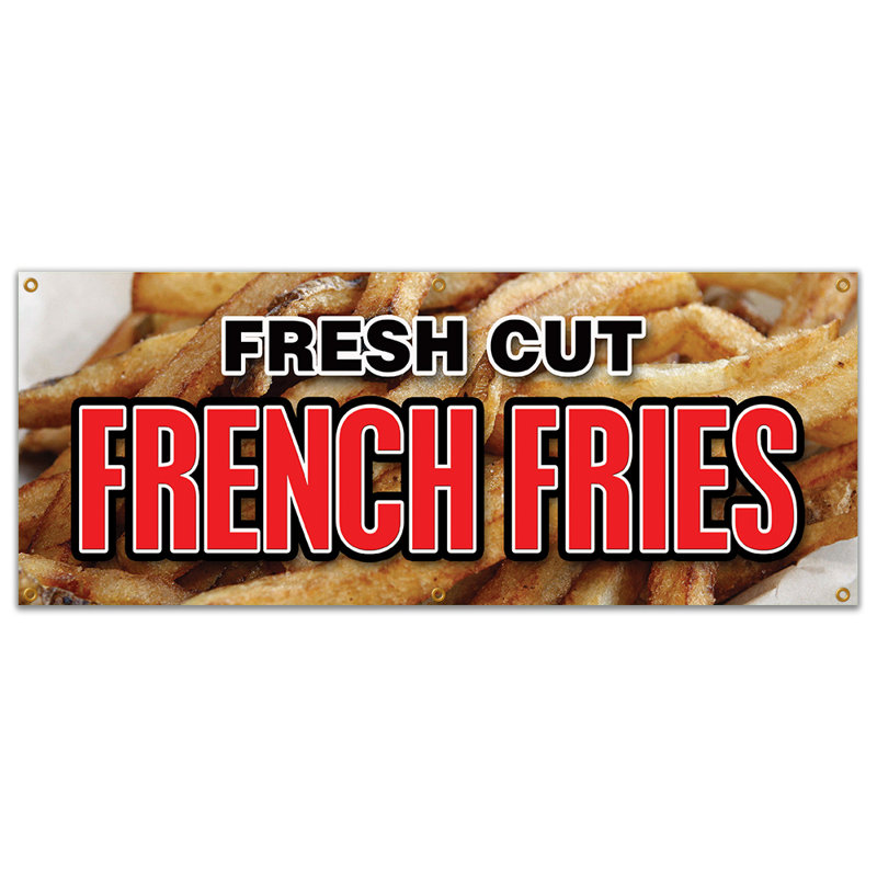 Enseigne fraîche Fresh French Fries, H 24 po x l 72 po x P 0,1 po