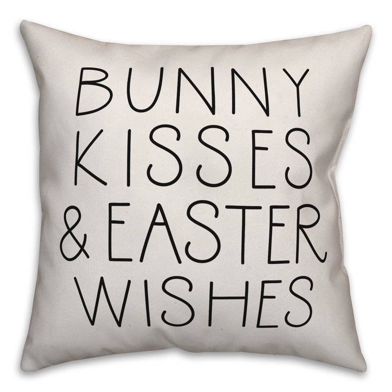  Coussin Bunny Kisses and Easter Wishes, 16 po x 1 po, Pas de bourre