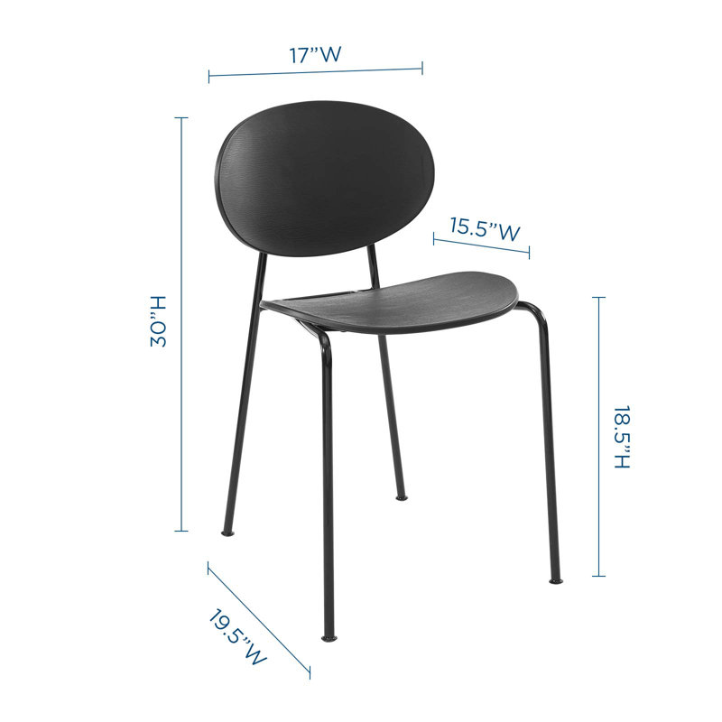 Black Metal Mid-Century Modern Stackable Side Chair Set