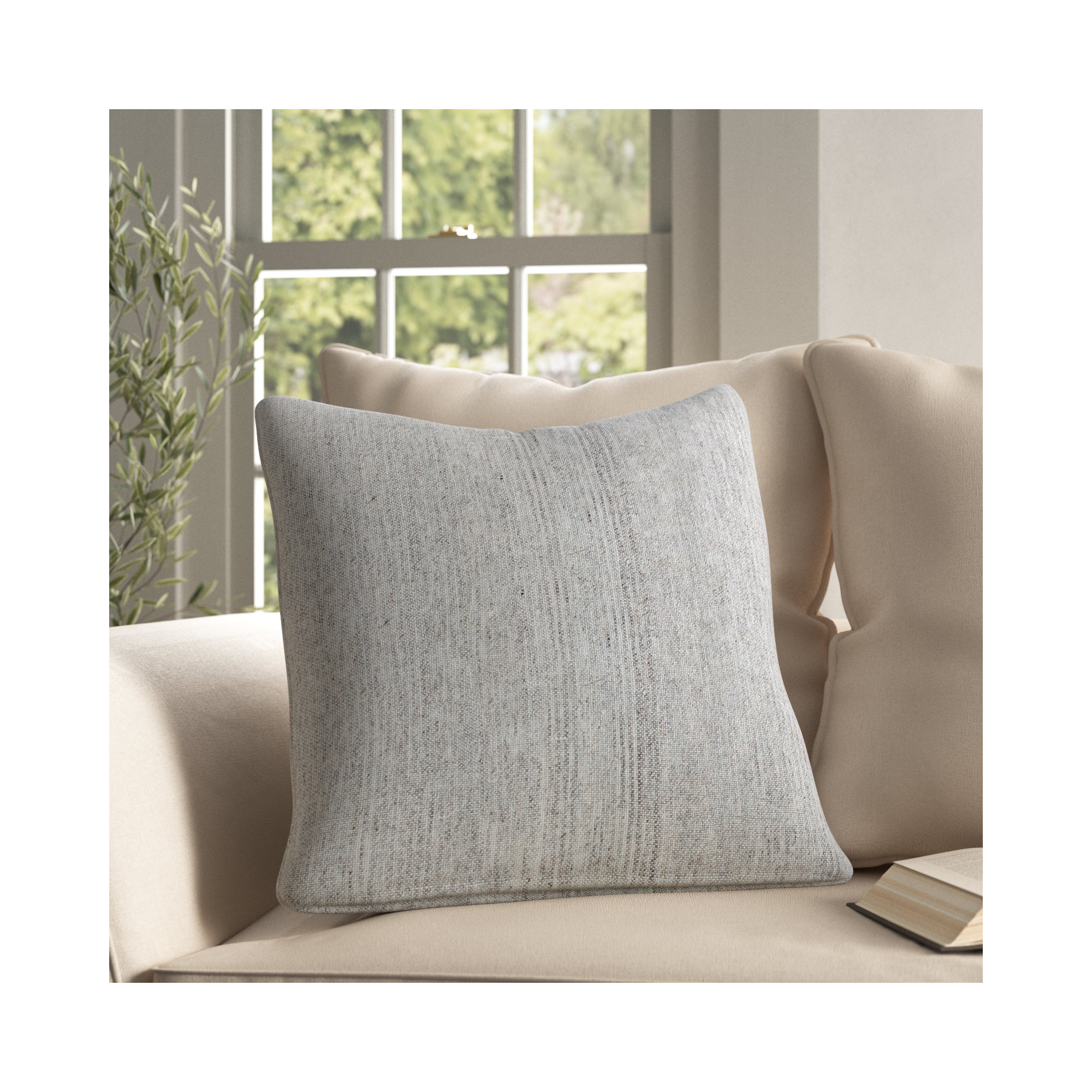Rylie Cotton Throw Pillow, 22" x 22", Polyester/Polyfill