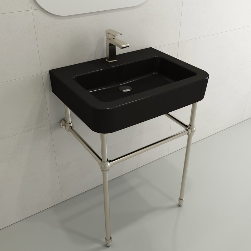 Parma 25.59'' L Bathroom Sink, Matte Black, Single-Hole