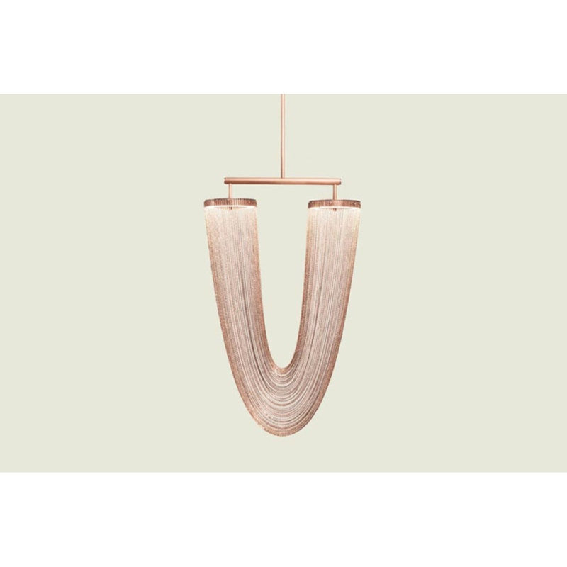 Petit lustre Otero Light, Laiton antique, H 102 po x l 20 po x P 7 po