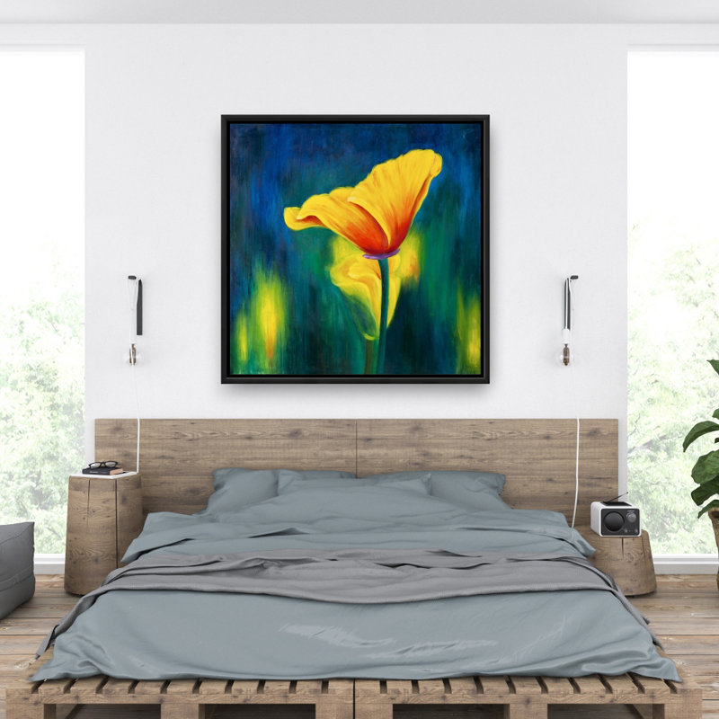 Superbe contraste de fleurs - art floral contemporain sur toile