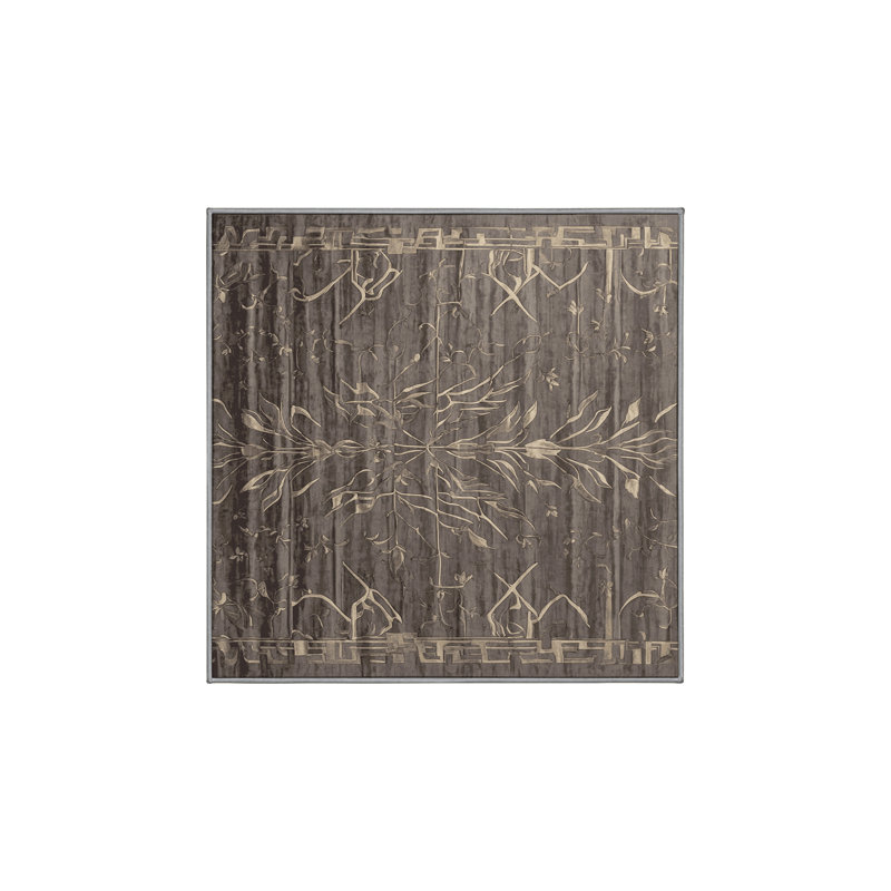 Machine Washable Gray Area Rug, Square 5'