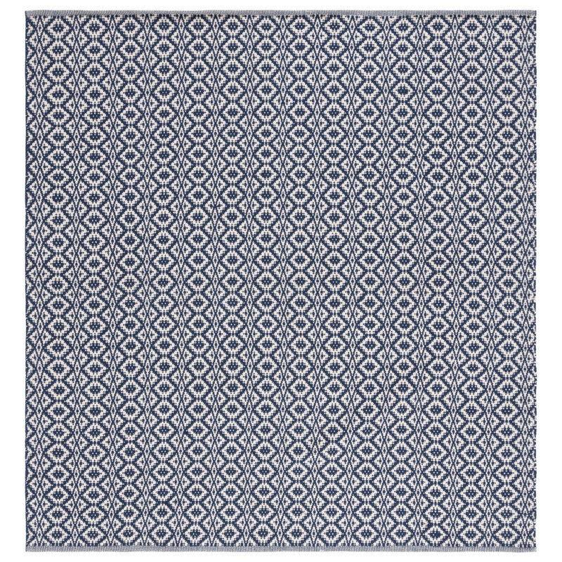 Masami Hand Woven Cotton Geometric Rug, Square 6'