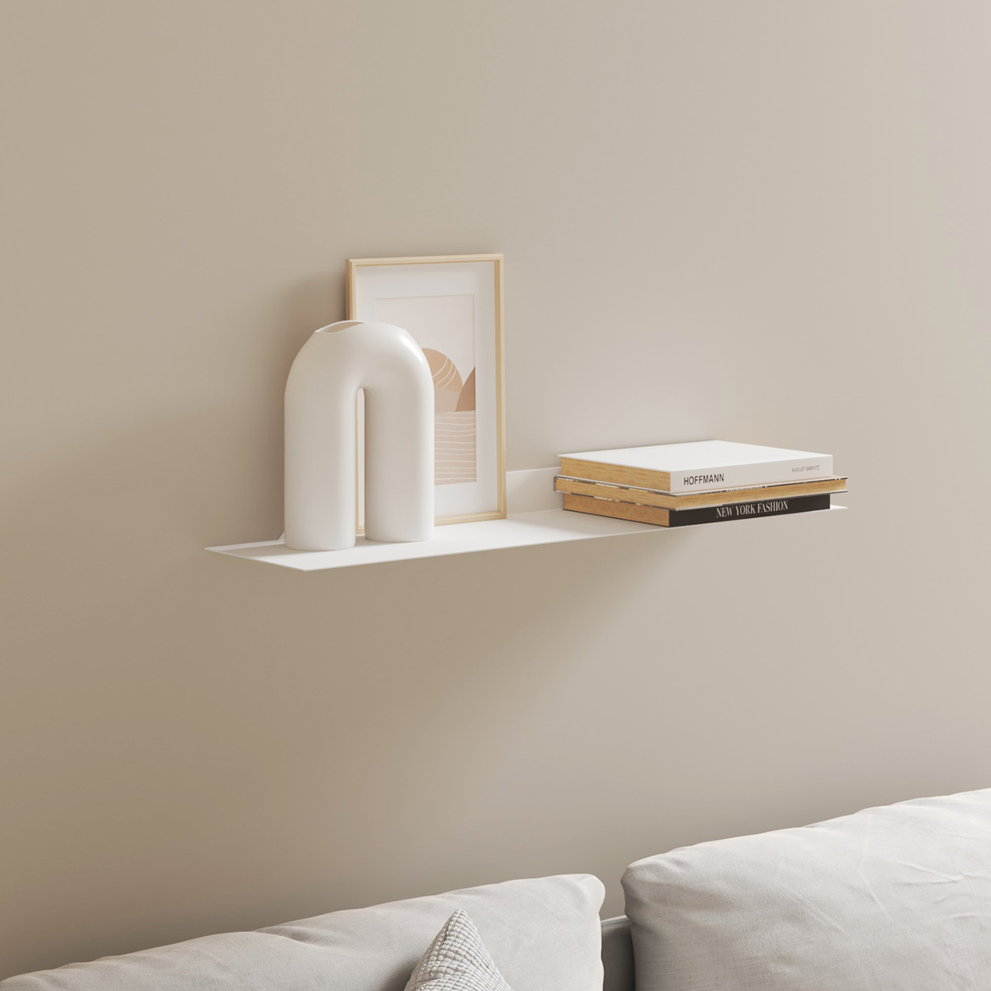 Maja Metal Floating Shelf, White, 1.75" H x 24" W x 6" D