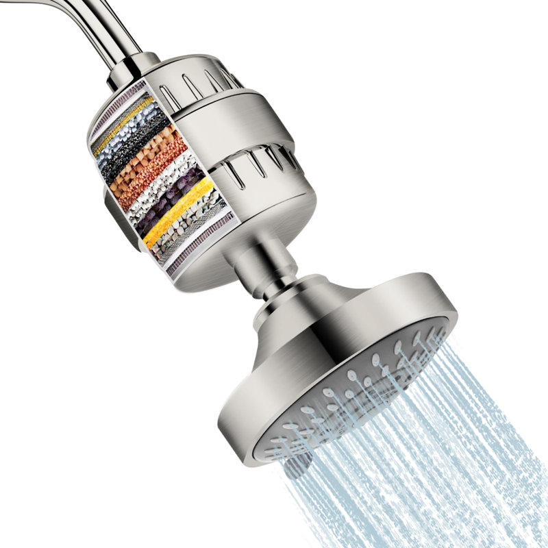 Shower Head and 15 Stage Shower Filter Combo, High Pressure 5 Spray Settings with Water Softener for Hard Water to Remove Chlorine & Harmful Substances