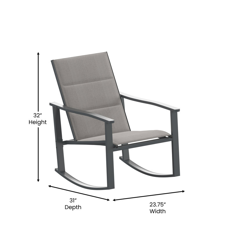 Ensemble bistro avec chaise berçante d'extérieur 3 pièces Killona, Gris