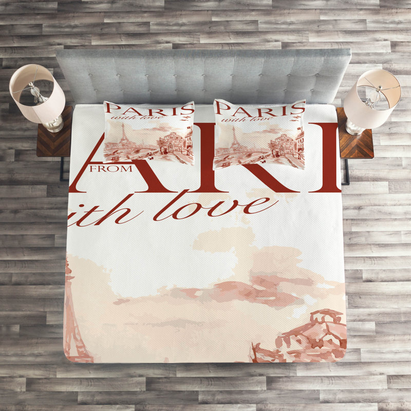 Paris Polyester Coverlet, King Bedspread + 2 Shams