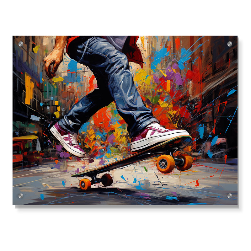 Skateboard Street Fusion - Art mural en acrylique Skateboard, H 24 po x l 32 po