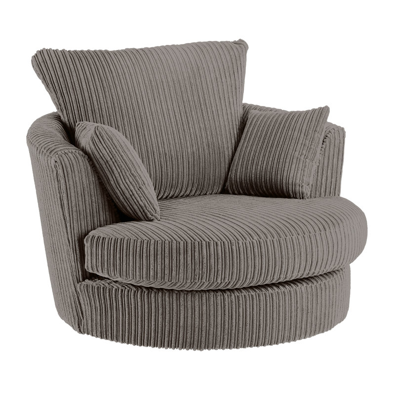 Moana Upholstered Swivel Barrel Chair, Charcoal