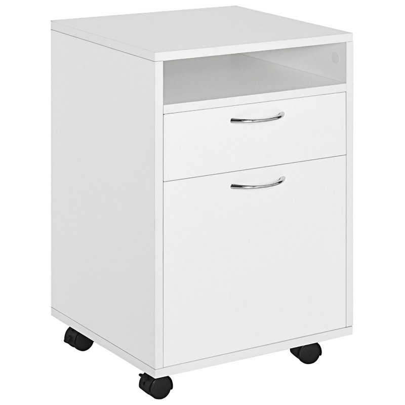 Mobile Storage Cabinet Organizer With Drawer, Entryway Cabinet, White