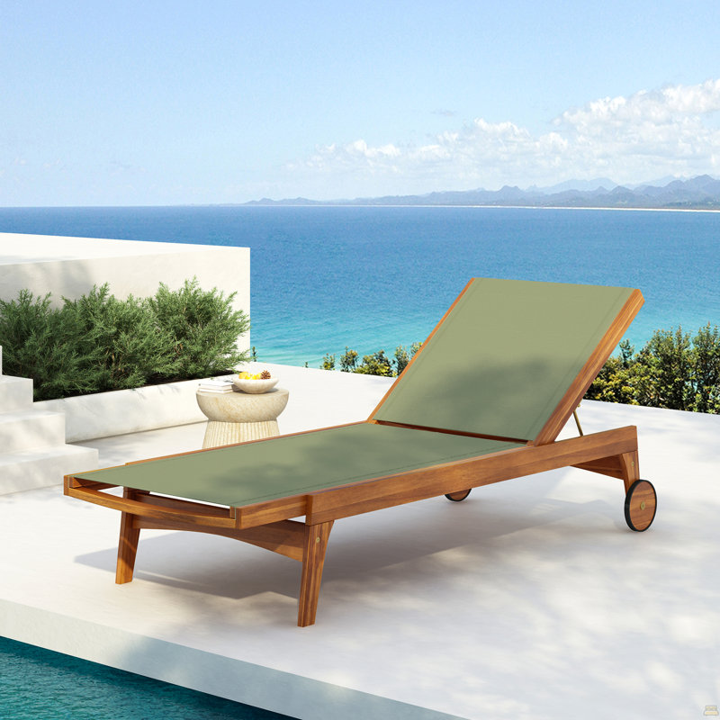 Chaise longue d'extérieur, Vert, Naturel