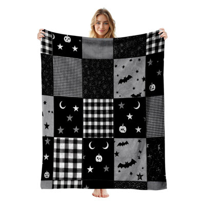 JYK Flannel Fleece Throw Blanket, Lightweight, Breathable, Soft Cozy Warm Plush Microfiber, 40"x50",  Fall Pattern Dark