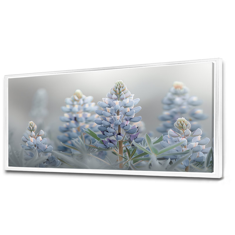 Liddel - Blue Bonnets Wall Art Print, White Floater Framed Canvas, 28" H x 60" W x 1.5" D