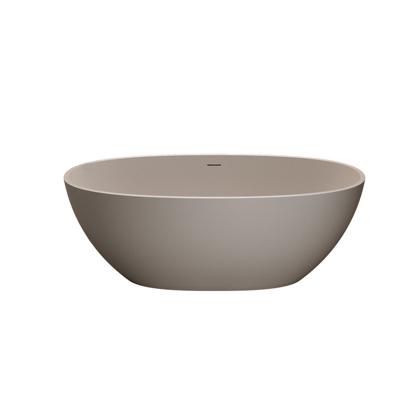 Beige 71'' Freestanding Soaking Bathtub, Solid Surface, Wear - , Ergonomic Fit For Comfortable Bath Bathtub With Overflow And Pop Up Drain, Non Permeable, Spacious Design Relax