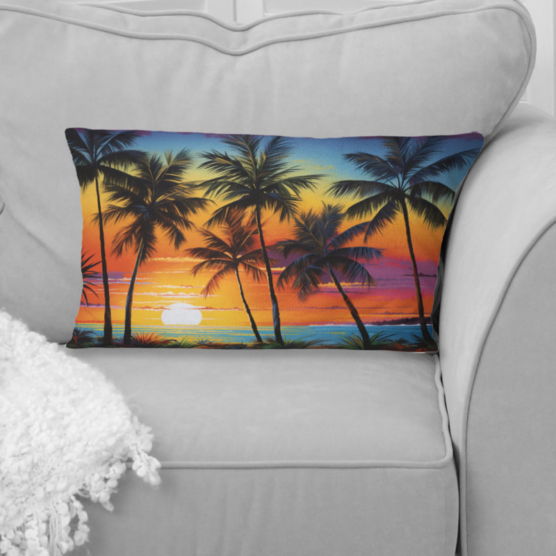 Colourful Bold Palm Trees Landscape IV - Palms & Palm Trees Printed Throw Pillow
