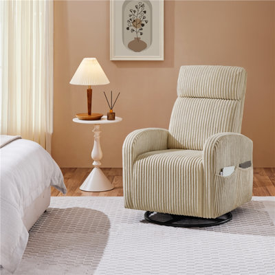 Upholstered Swivel Glider, Gliding Rocker Chair for Nursery Room Living Room