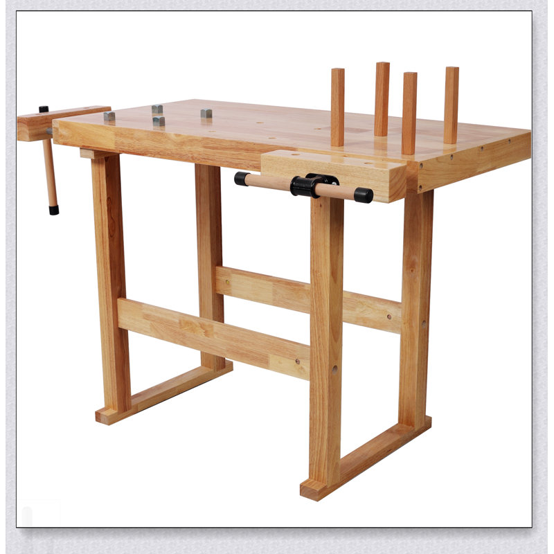 Établi robuste en bois de 40 pouces avec poignée réglable et capacité de charge de 330 lb, idéal pour les projets de garage et d'atelier