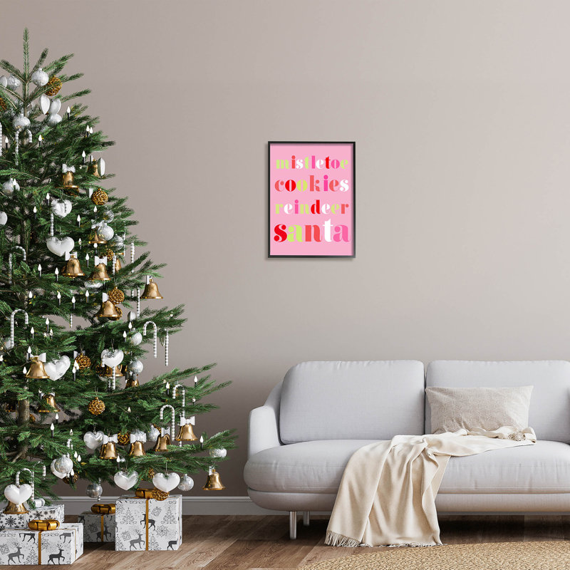 Mistletoe Cookies Reindeer Santa AT-281, H 20 po x l 16 po x P 1,5 po, Giclée encadrée noir minuit