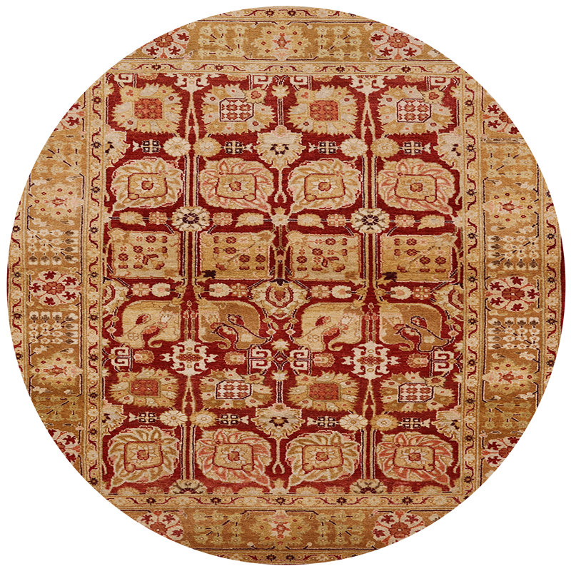 Tapis oriental jaune / rouge Francolin, Rond 7 pi