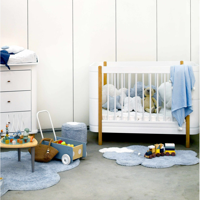 Light Blue Cloud Shaped Washable Synthetic Rug